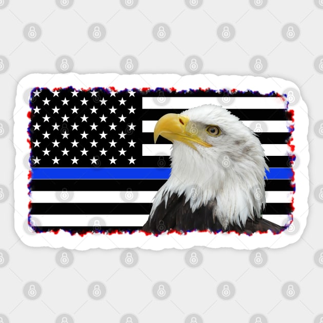 Support Police Flag & Eagle Sticker by Roly Poly Roundabout